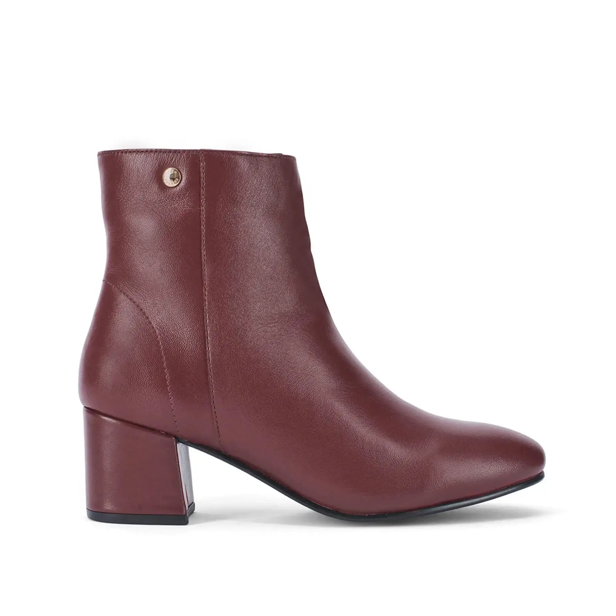 Ava Leather Ankle-Length Cherry Boots - Lino Perros