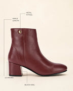 Ava Leather Ankle-Length Cherry Boots - Lino Perros