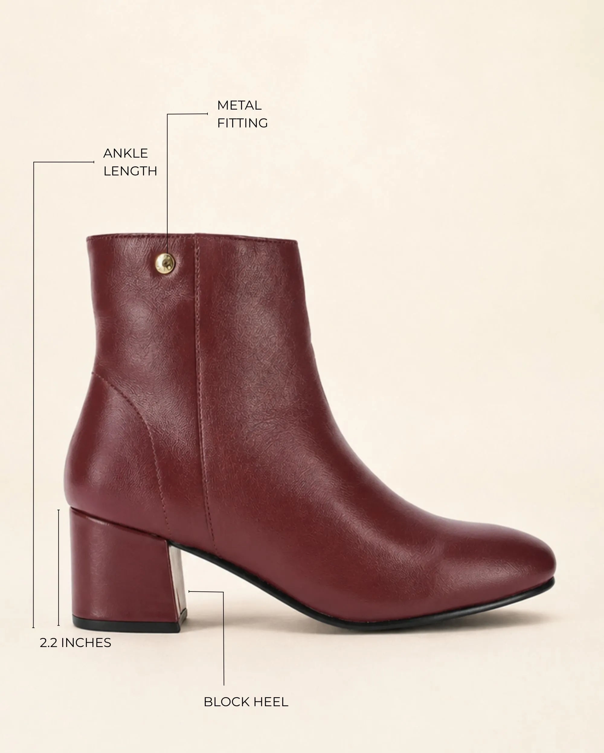 Ava Leather Ankle-Length Cherry Boots - Lino Perros