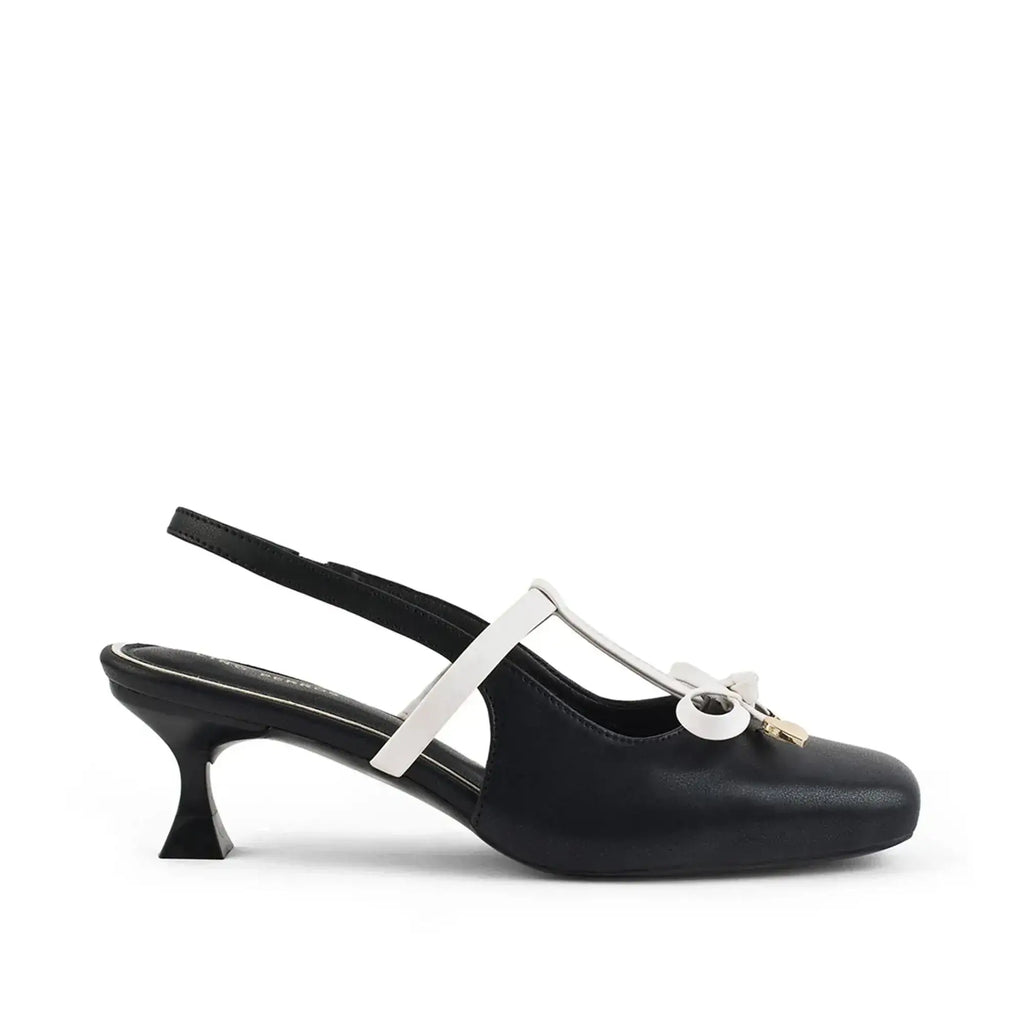 Hepburn Sling Back Black Heels - Lino Perros