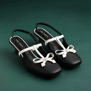 Hepburn Sling Back Black Heels