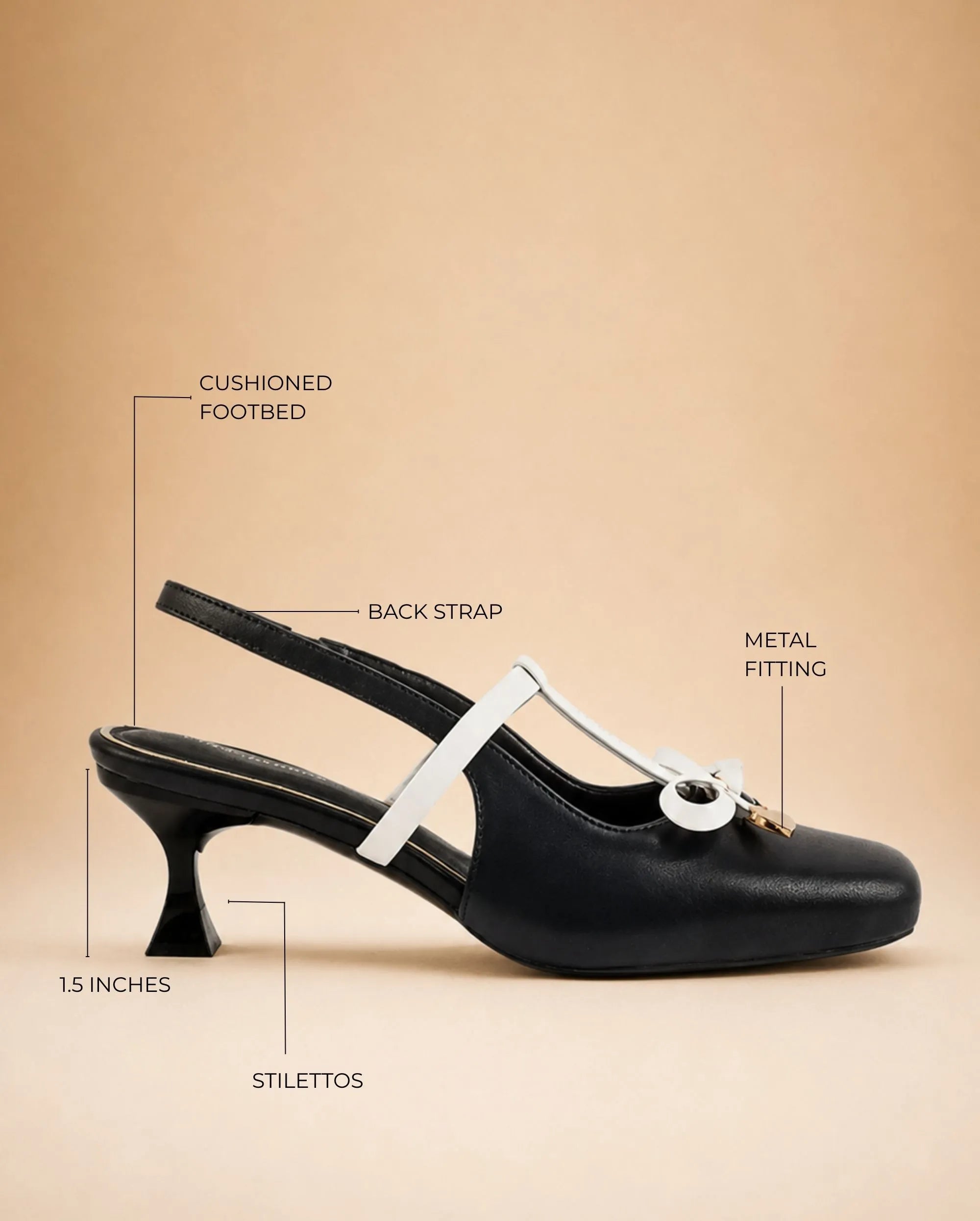 Hepburn Sling Back Black Heels - Lino Perros