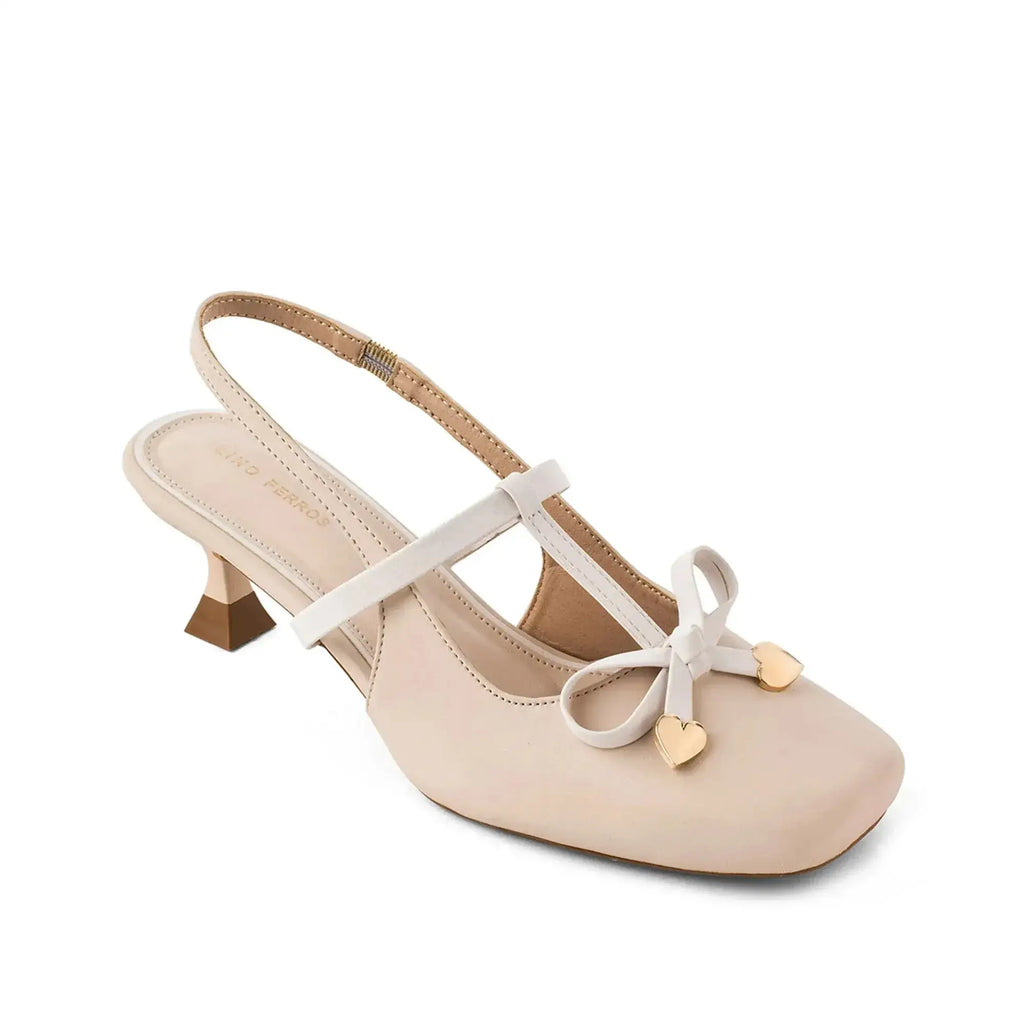 Hepburn Sling Back Soft Beige Heels - Lino Perros
