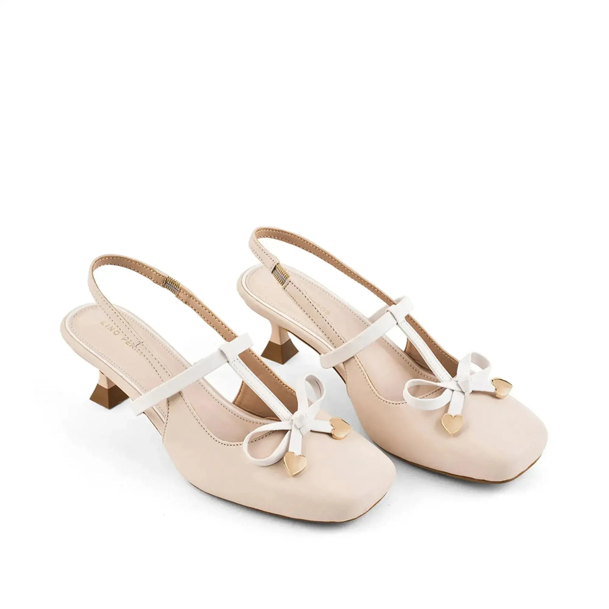 Hepburn Sling Back Soft Beige Heels - Lino Perros