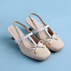 Hepburn Sling Back Soft Beige Heels - Lino Perros