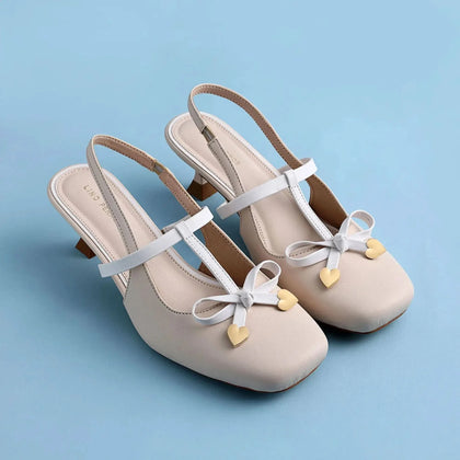 Hepburn Sling Back Soft Beige Heels