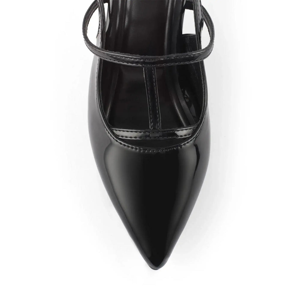 Victoria Cage Point Toe Black Stilettos - Lino Perros