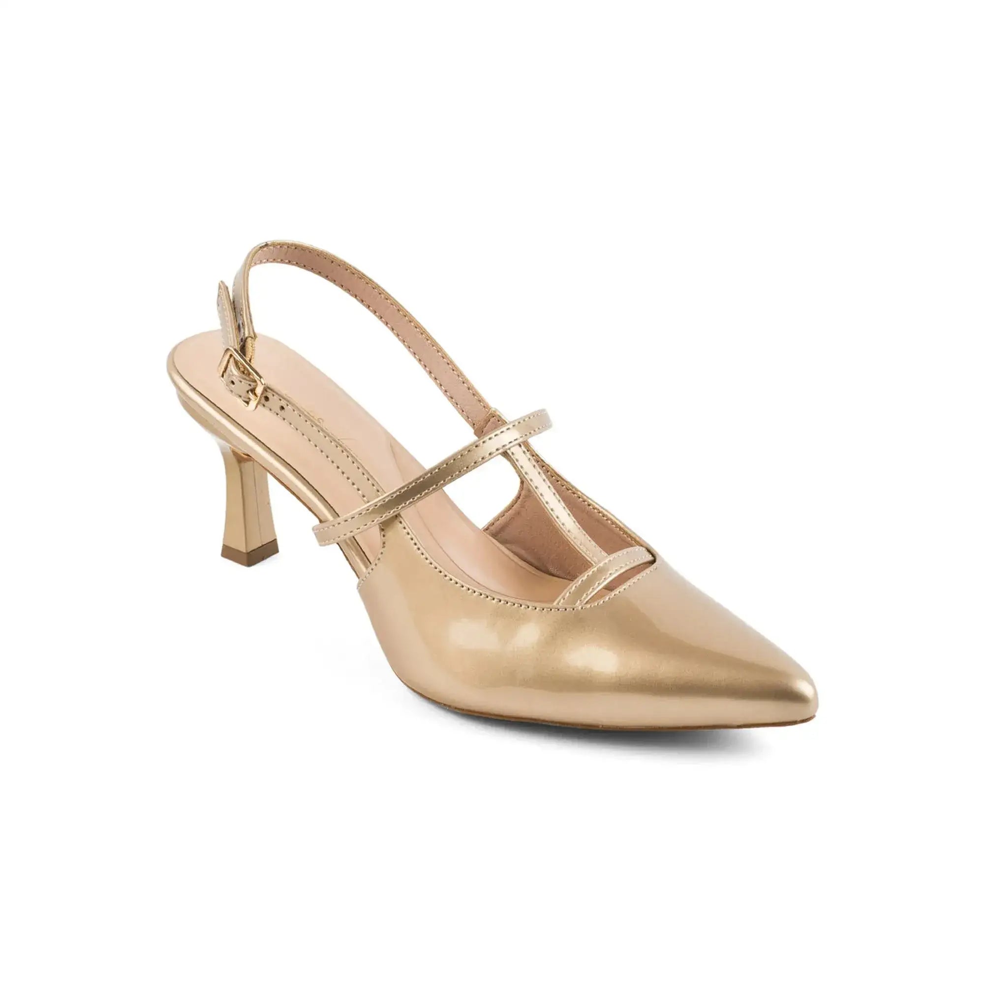 Victoria Cage Point Toe Gold Stilettos - Lino Perros