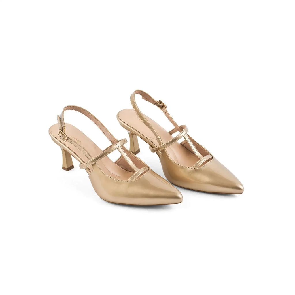 Victoria Cage Point Toe Gold Stilettos - Lino Perros