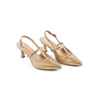 Victoria Cage Point Toe Gold Stilettos - Lino Perros
