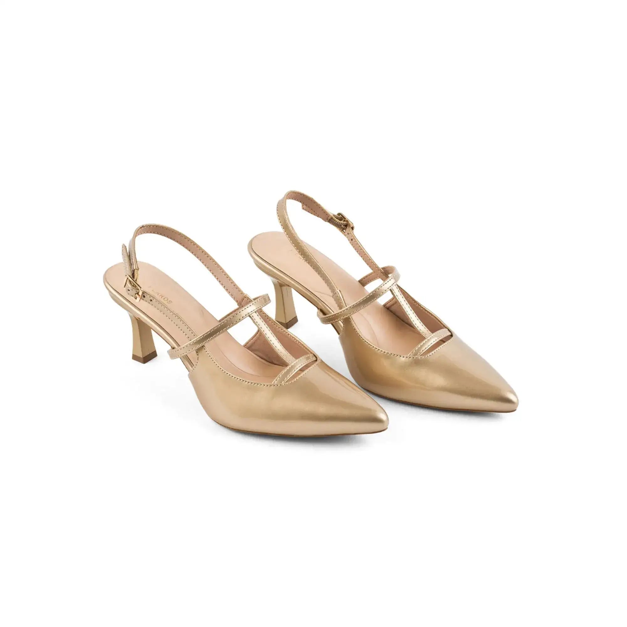 Victoria Cage Point Toe Gold Stilettos - Lino Perros