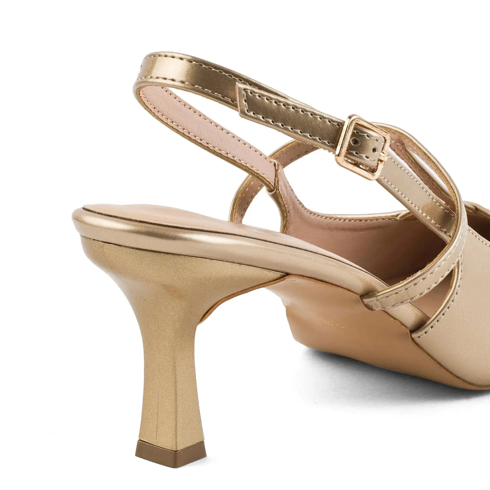 Victoria Cage Point Toe Gold Stilettos - Lino Perros