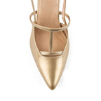 Victoria Cage Point Toe Gold Stilettos - Lino Perros