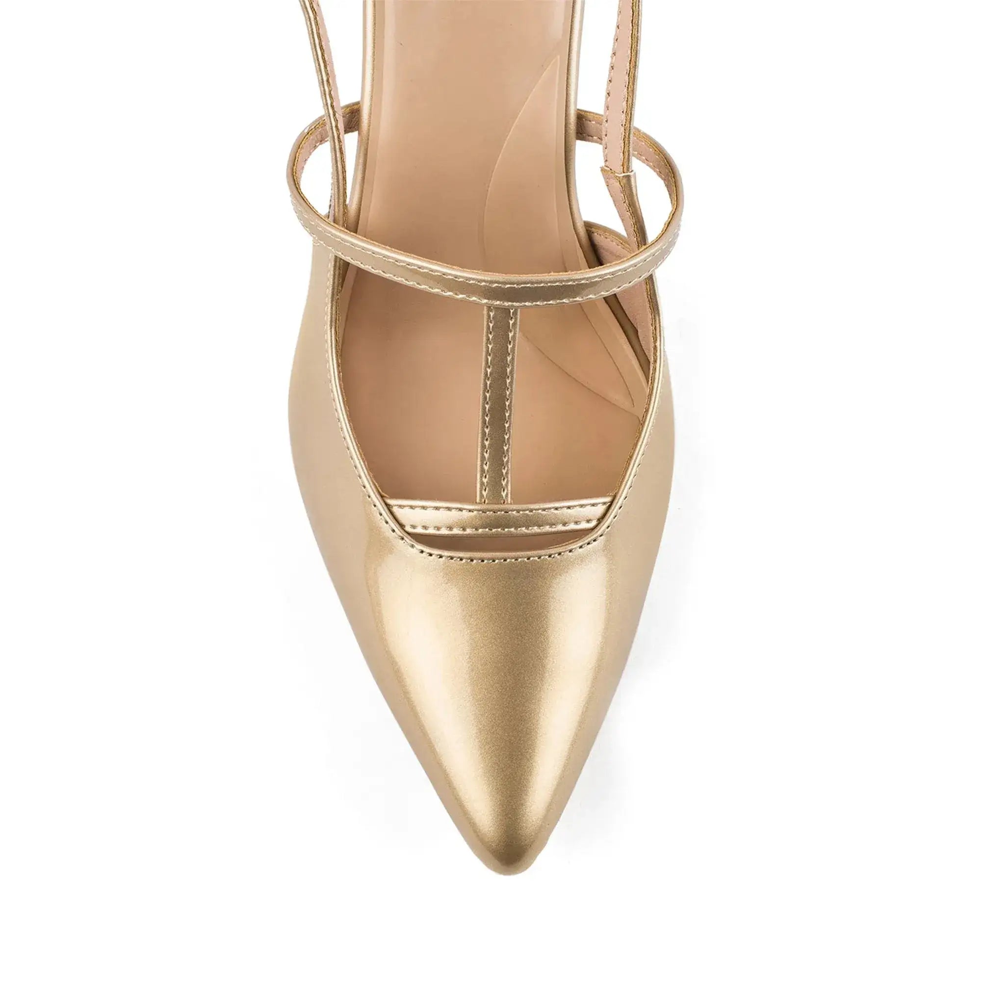Victoria Cage Point Toe Gold Stilettos - Lino Perros