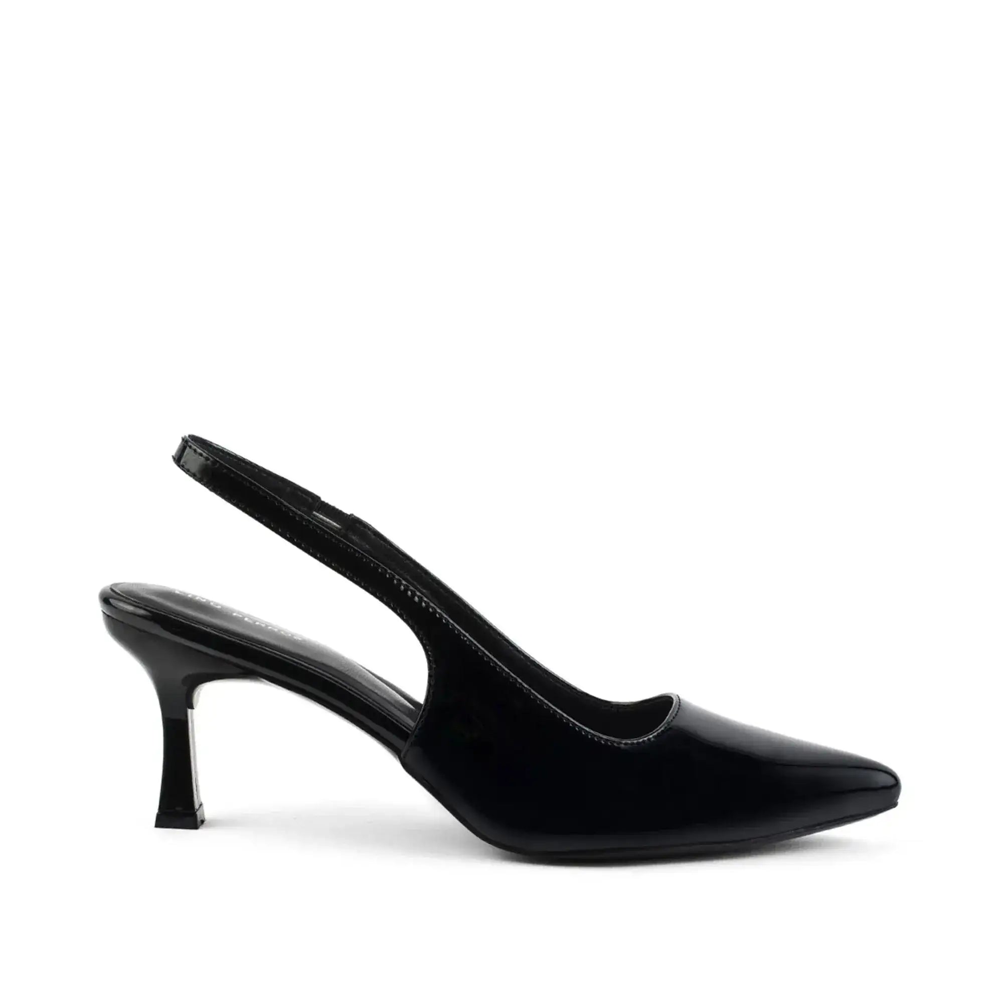 Victoria Point Toe Slingback Black Stilettos - Lino Perros