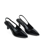 Victoria Point Toe Slingback Black Stilettos - Lino Perros