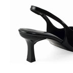 Victoria Point Toe Slingback Black Stilettos - Lino Perros