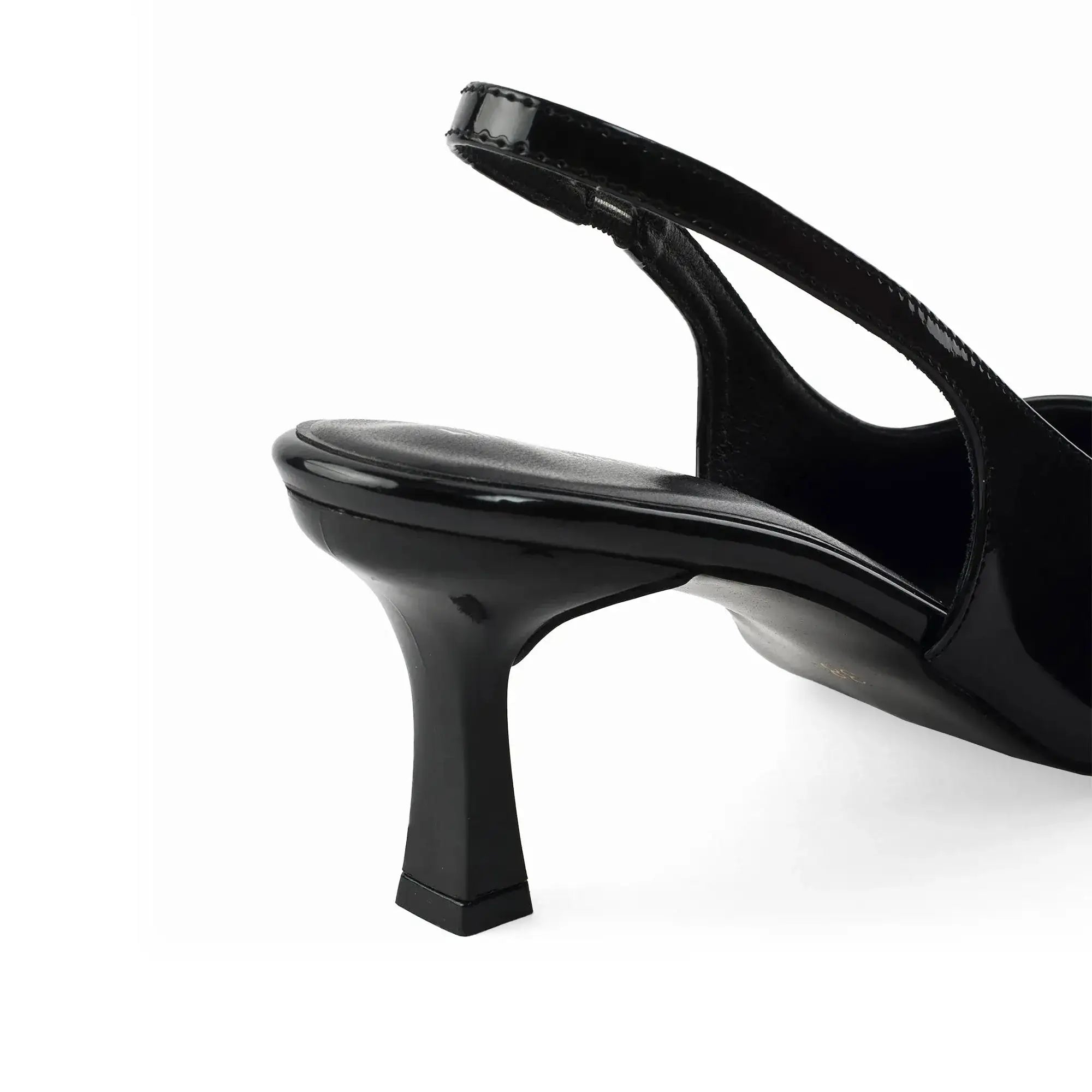Victoria Point Toe Slingback Black Stilettos - Lino Perros