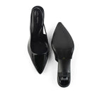 Victoria Point Toe Slingback Black Stilettos - Lino Perros
