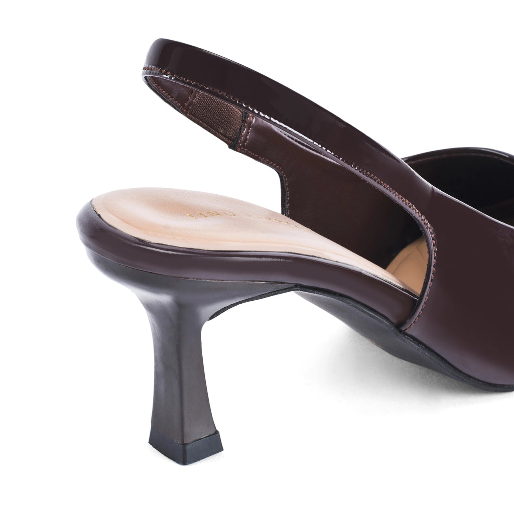 Victoria Point Toe Slingback Coffee Stilettos