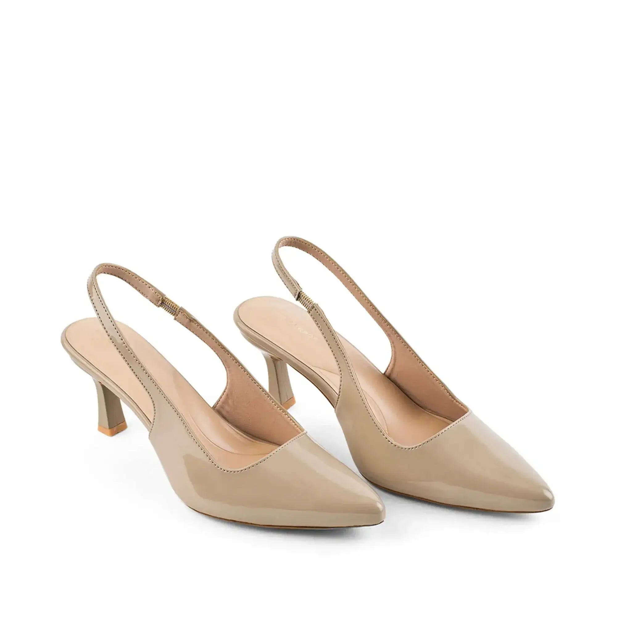 Victoria Point Toe Slingback Nude Stilettos - Lino Perros