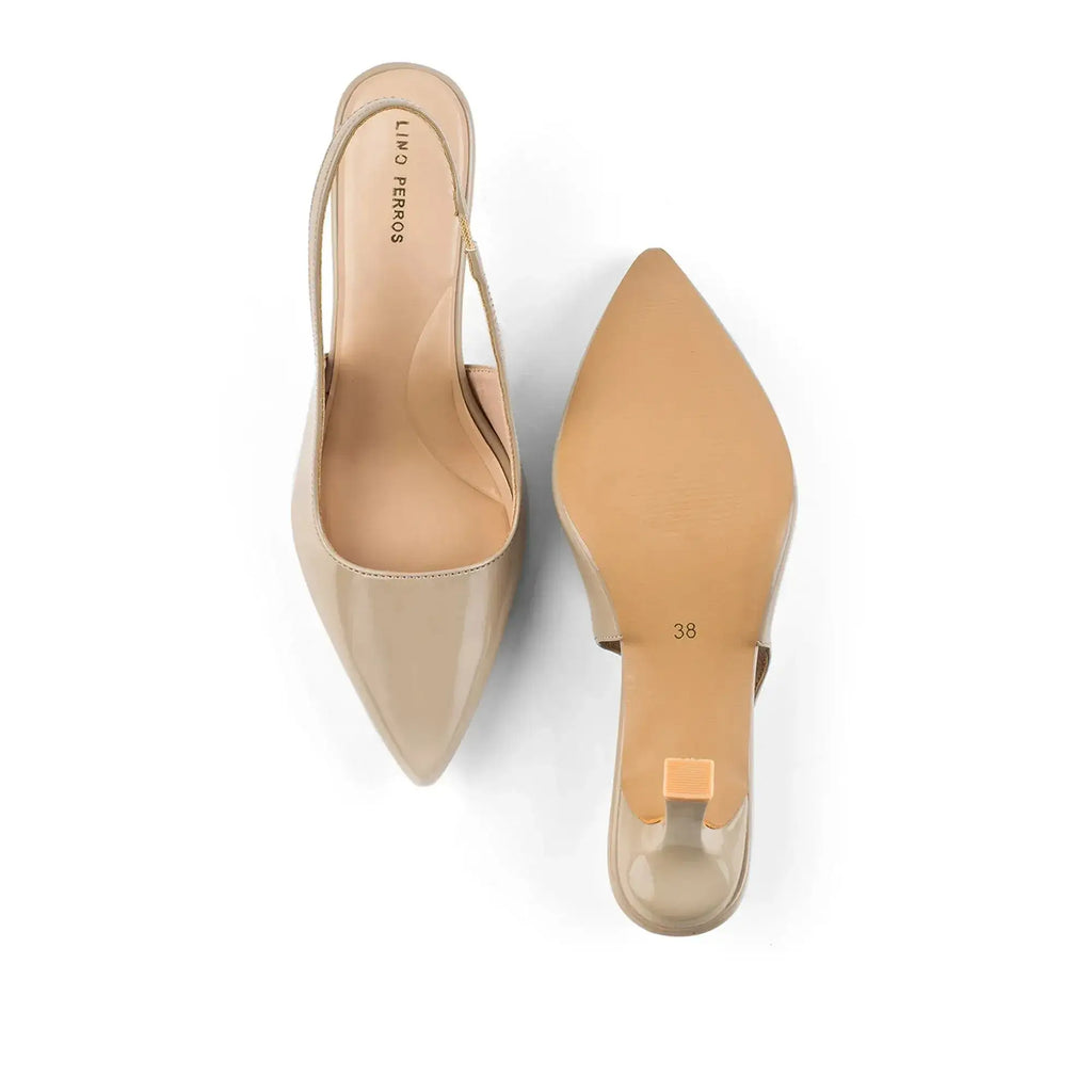 Victoria Point Toe Slingback Nude Stilettos - Lino Perros
