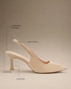 Victoria Point Toe Slingback Nude Stilettos
