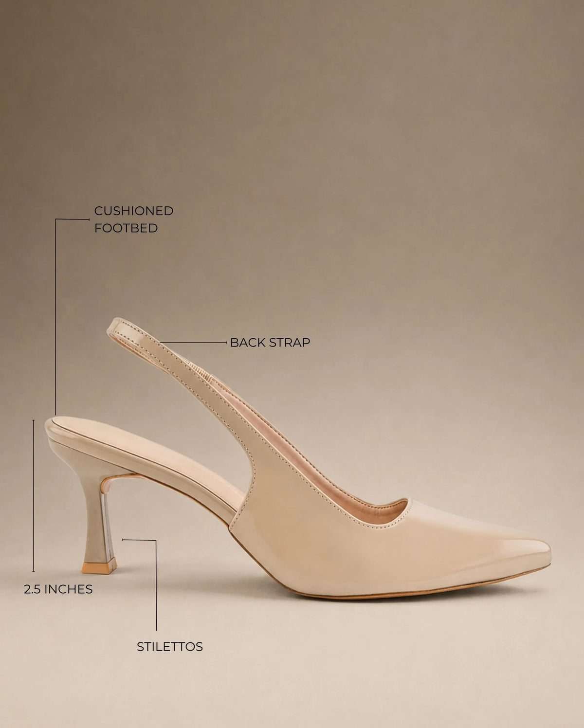 Victoria Point Toe Slingback Nude Stilettos
