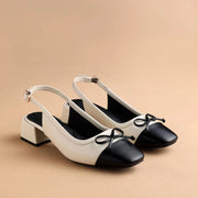 Hepburn Classic White Slingback Block Heel