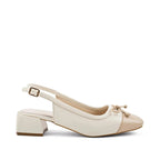 Hepburn Classic Off-White Slingback Block Heel - Lino Perros