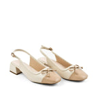 Hepburn Classic Off-White Slingback Block Heel - Lino Perros