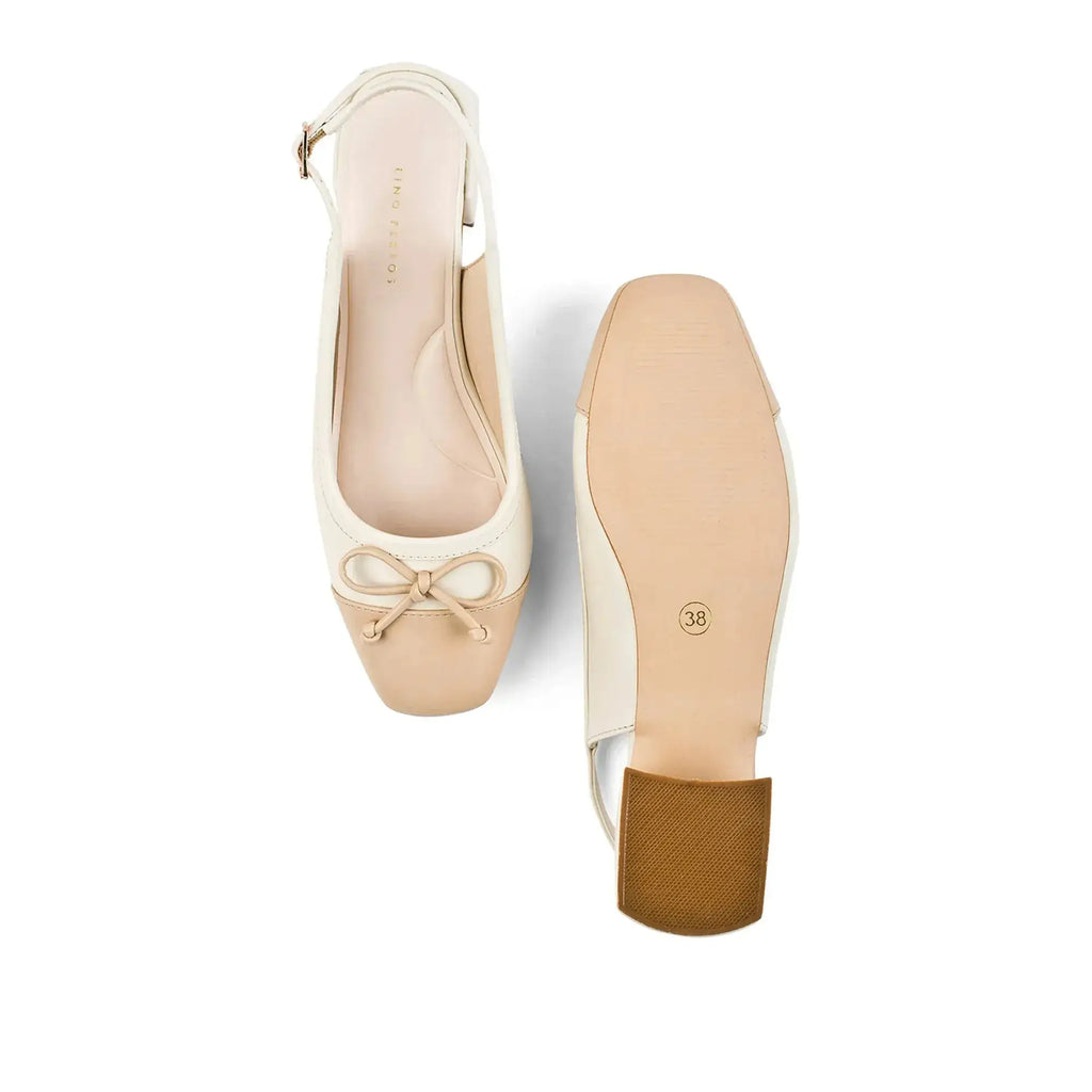 Hepburn Classic Off-White Slingback Block Heel - Lino Perros