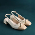 Hepburn Classic Off-White Slingback Block Heel - Lino Perros