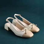 Hepburn Classic Off-White Slingback Block Heel - Lino Perros