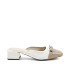 Hepburn Preppy Off-White Mule Heels - Lino Perros