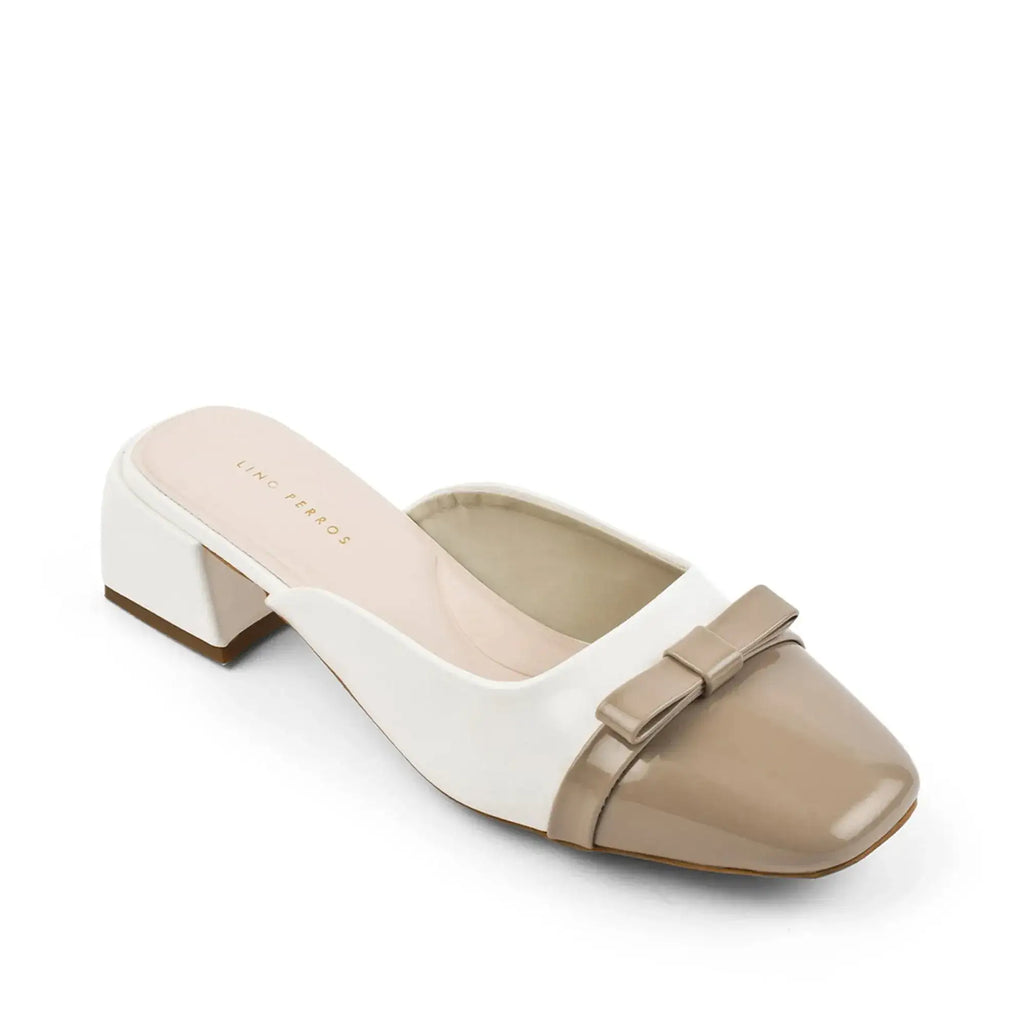 Hepburn Preppy Off-White Mule Heels - Lino Perros