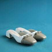 Hepburn Preppy Off-White Mule Heels