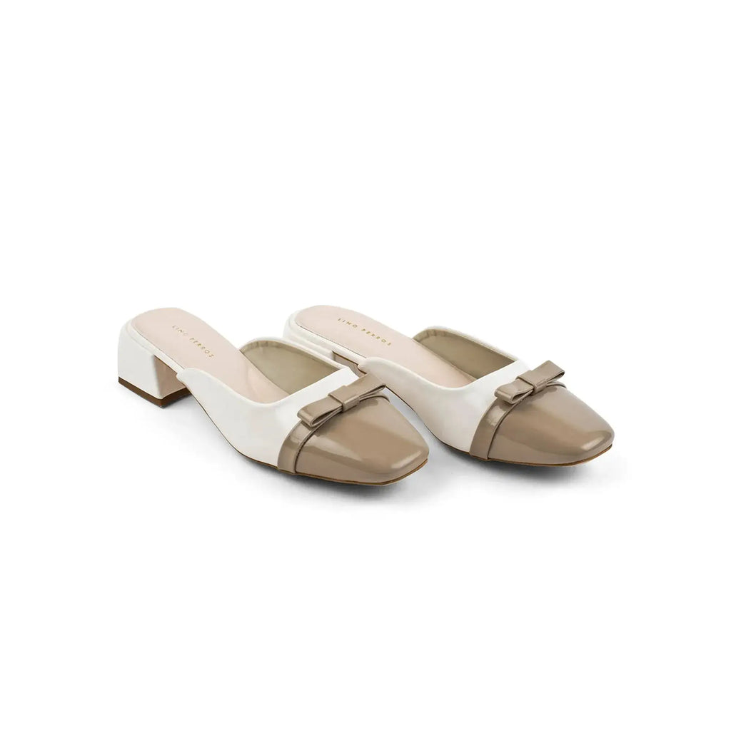 Hepburn Preppy Off-White Mule Heels - Lino Perros