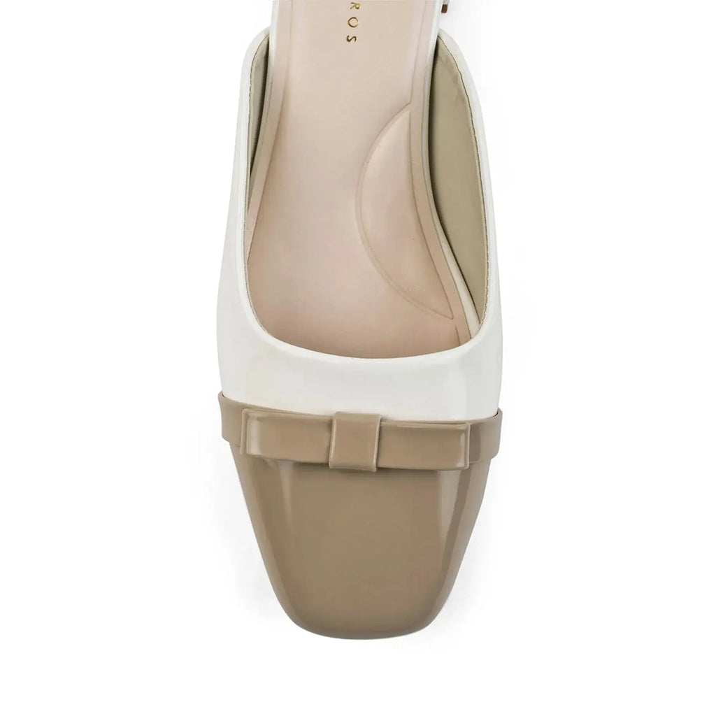 Hepburn Preppy Off-White Mule Heels - Lino Perros