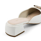 Hepburn Preppy Off-White Mule Heels - Lino Perros