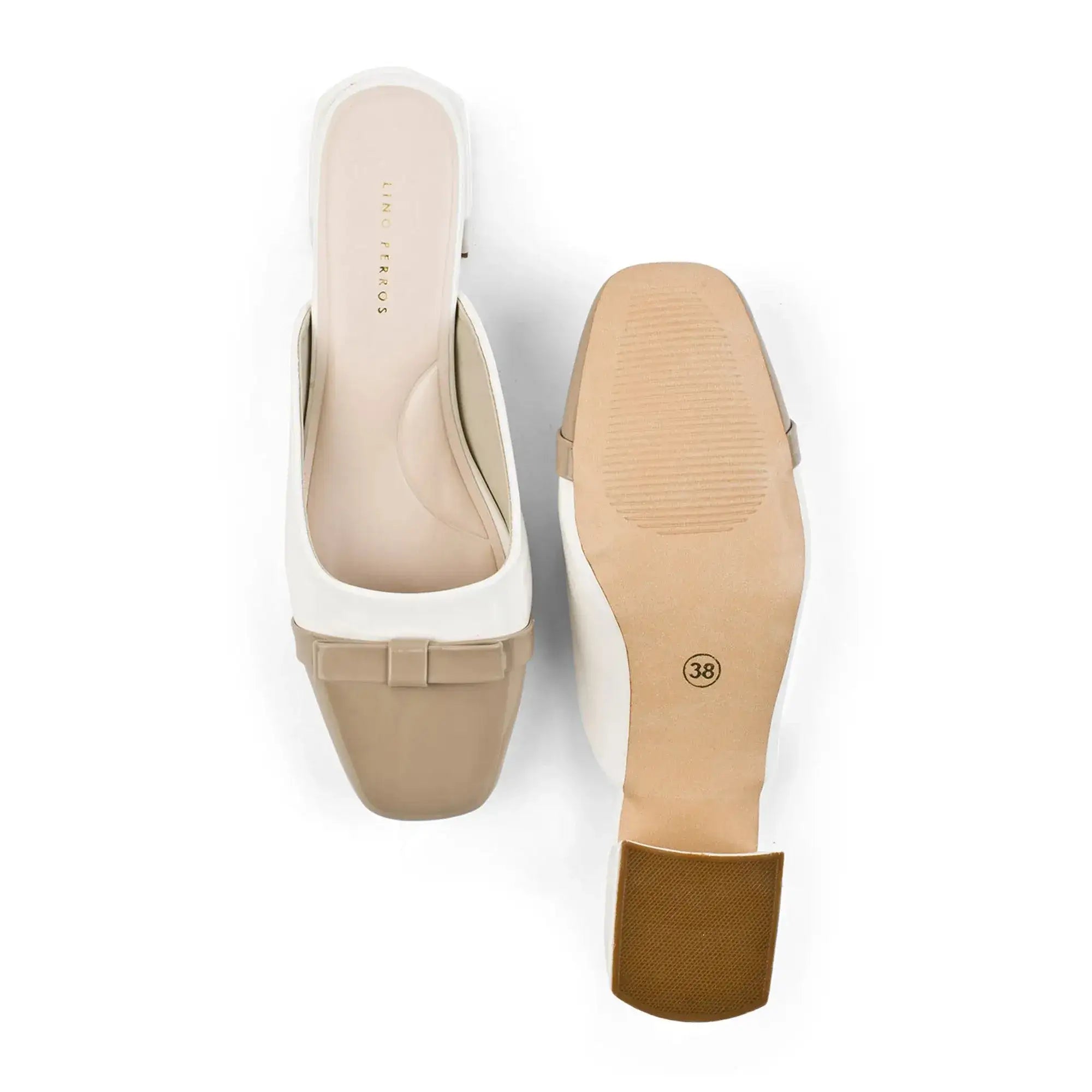 Hepburn Preppy Off-White Mule Heels - Lino Perros