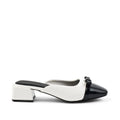 Hepburn Preppy White Mule Heels - Lino Perros