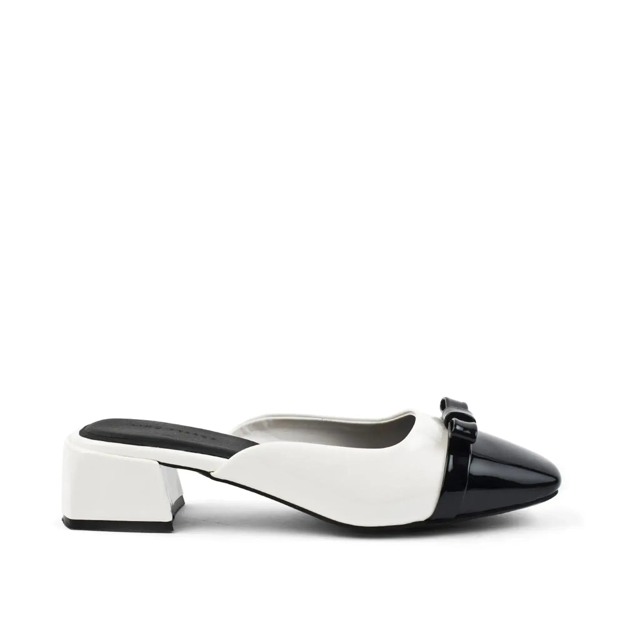 Hepburn Preppy White Mule Heels - Lino Perros