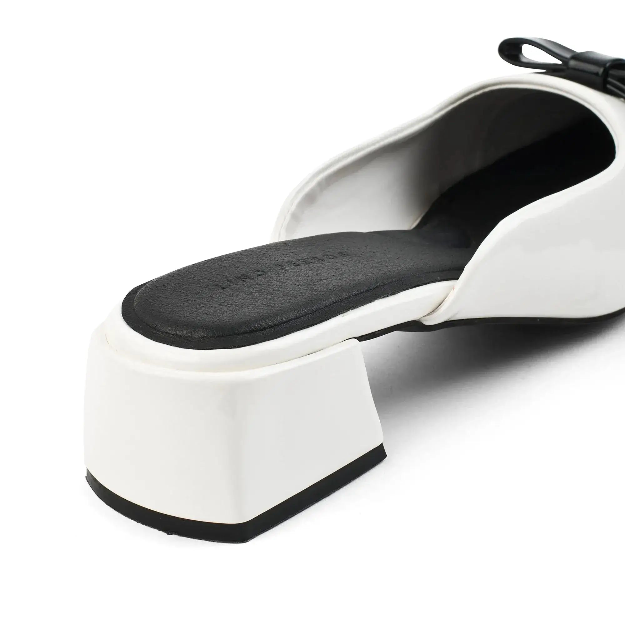 Hepburn Preppy White Mule Heels - Lino Perros