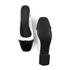 Hepburn Preppy White Mule Heels - Lino Perros