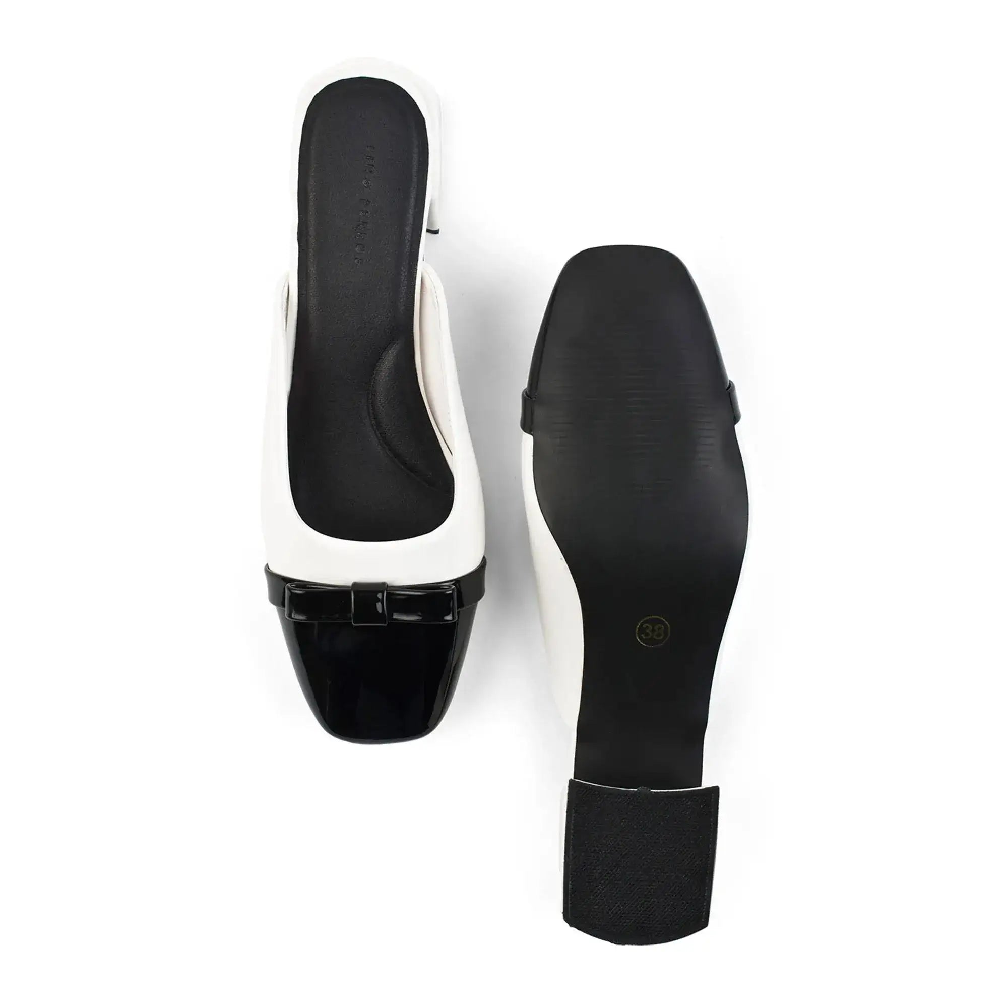 Hepburn Preppy White Mule Heels - Lino Perros