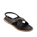 Harper Cross-Strap Black Comfort Sandle - Lino Perros