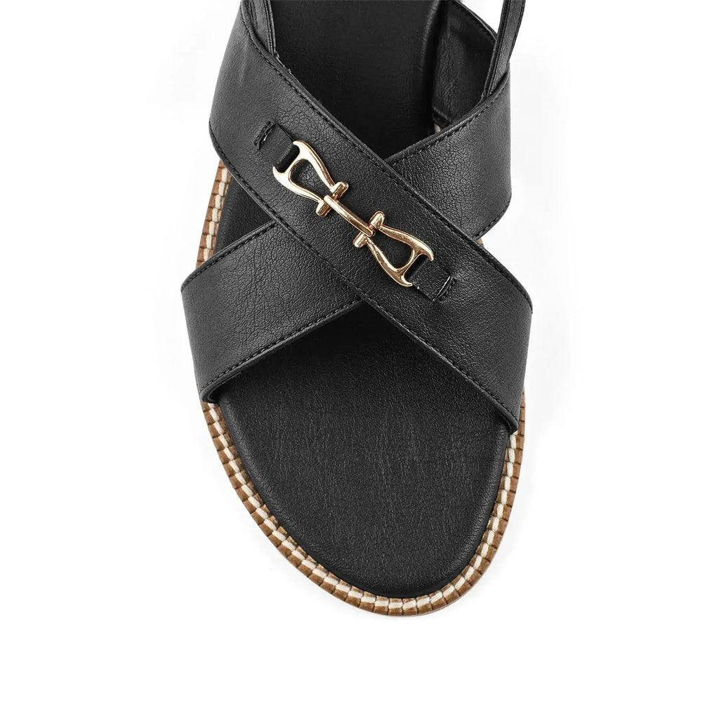 Harper Cross-Strap Black Comfort Sandle - Lino Perros