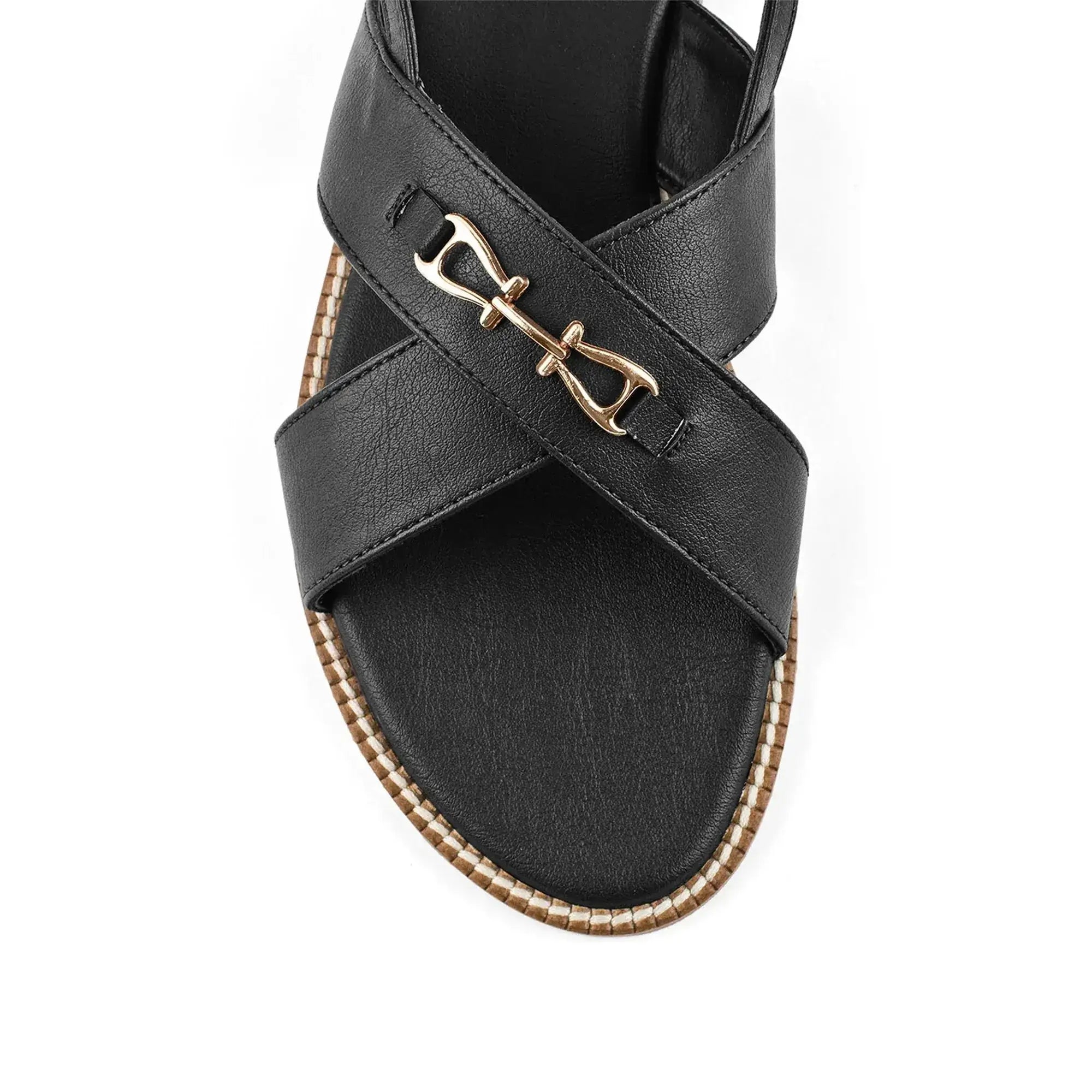 Harper Cross-Strap Black Comfort Sandle - Lino Perros