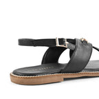 Harper Cross-Strap Black Comfort Sandle - Lino Perros